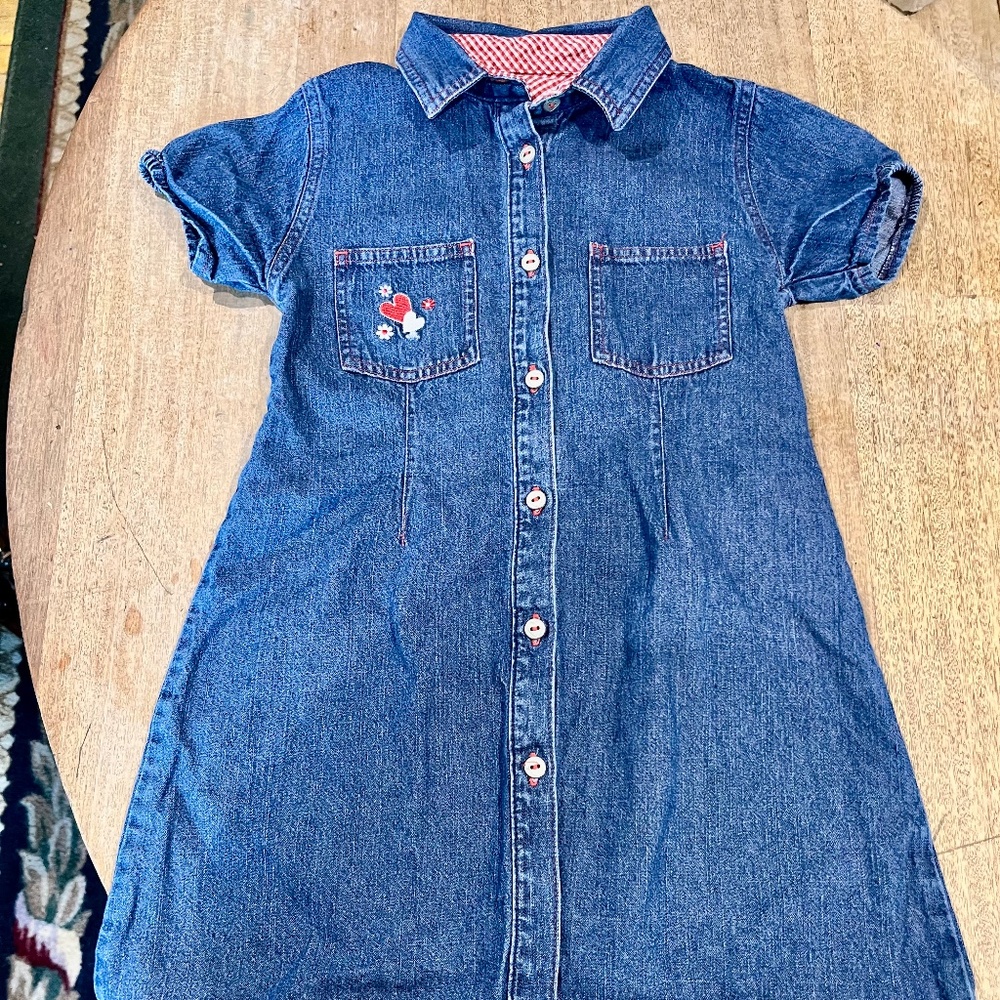 Girls vintage denim button up dress